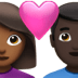 👩🏾‍❤️‍👨🏿 couple with heart: woman, man, medium-dark skin tone, dark skin tone display on Apple